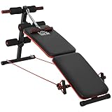 HOMCOM Sit Up Bank Bauchtrainer mit Trainingsbank Trainingsseile Multifunktion Verstellbar&klappbar...