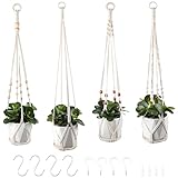 Petutu Makramee Blumenampel - 4er Set Boho Deko Hängeampel für Blumentöpfe und Pflanzen,...