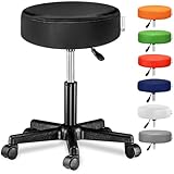 Casaria® Rollhocker Höhenverstellbar Schwarz 10cm Polsterung 46-60cm Sitzhöhe 360° Drehbar...