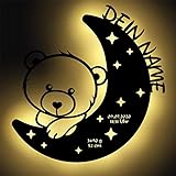 LED Nachtlicht Bär auf Mond mit Name personalisiert I Besondere Taufgeschenke Geschenke zur Geburt...