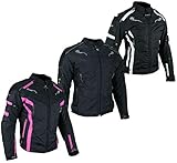 HEYBERRY Damen Motorrad Jacke Motorradjacke Textil Schwarz Weiß Gr. XXL / 44