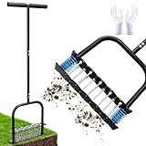 Kaezuy Rasenlüfter Aerifizierer 14 Eisen Spikes Rasenspecht Handvertikutierer mit T-Griff für...