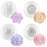 4 Stück Kerzen Silikonformen, Silikonform Blumen 3D, Rose Nelke Pfingstrose Lotus Silikonformen...