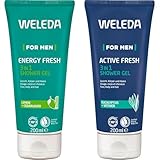 WELEDA Bio For Men 3in1 Duschgel & Shampoo Duo Set - Naturkosmetik Männer Duschseife & Haarpflege...