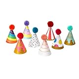 Legami - Set von 8 Partyhüten, mit Pompon und Glitzerdetails, Einheitsgröße, Ø 6,2 cm