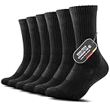 FALARY 6 Paar Wandersocken Herren 47-49 Socken Herren 47-49 Schwarz Baumwolle Sportsocken...