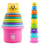 PHYLES 9-teiliges Stapelbecher Kinder Stapelturm Stapelwürfel Baby Sandspielzeug zum Sortieren und...