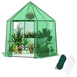 RELAX4LIFE Gewächshaus mit PE-Abdeckung, Foliengewächshaus Winterfest, Überwinterungszelt für...