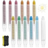 Sheryl&Rain Tafelkreide Bunt,12 Stück Kreide Straßenmalkreide mit 12 Extra Kreidehalter aus...