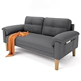 Xbro Sofa 2 Sitzer, Kleine Couch 2 Sitzer mit Armlehne und Seitentasche, Modernes Stoffcouch für...