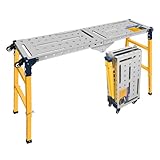 MOPEI 2 in 1 Multifunktions Arbeitsplattform Alugerüst Mobiler Schweißtisch | 36 x 140cm Verzinkte...