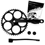 LOEVELOSI 1-Fach Fahrrad Kurbel verstärkter Stahl Crank Set Schwarz mit 46 Zähnen Vierkant...