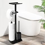 Edelstahl Klopapierhalter Stehend mit Klobürste - Toilettenpapierhalter mit Feuchttücherbox,...