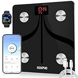 RENPHO Körperfettwaage Smarte, Wiederaufladbare Personenwaage Digital per USB-C, Personenwaage mit...