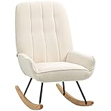 HOMCOM Schaukelstuhl Schwingsessel mit Sherpa-Vlies Relaxstuhl Wohnzimmersessel für Schlafzimmer...