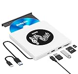 Externes Blu Ray Laufwerk, USB 3.0 Bluray Brenner Extern USB C Externe Blu-ray Laufwerk mit 2 USB &...