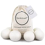 Bjørkstrøm® Öko Trocknerbälle - Premium Qualität 100% Schafwolle - 6 Stück - Trocknerbälle...