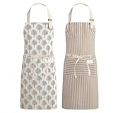 Halinuia 2 Stück Schürze Damen Kochschürze Damen Antifouling Verstellbare Küchenschürze mit 2...