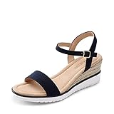 DREAM PAIRS Damen-Espadrilles mit offener Zehenpartie, Elegante Plateau-Sandalen zum...