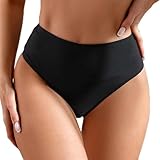 Damen Bikinihose, Short Damen Slip Hohe Taille Badeshorts Unifarben Hoher Schnitt Bademode Slips...