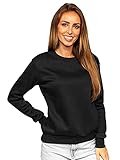 BOLF Damen Sweatshirt Pullover ohne Kapuze Basic Langarmshirt Top Baumwollmischung Pulli...