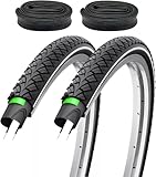 2er Set Fahrradreifen 28x1,50 Zoll 40-622 700x38c Reflexstreifen und 3mm Pannenschutz mit Autoventil...