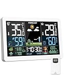 Wetterstation Funk mit Außensensor, Farbdisplay, Wettervorhersage, Temperatur, Luftfeuchtigkeit,...