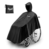 Siegvoll Regencape Rollstuhl Erwachsene, schwarzer wasserdichter Regenponcho für Herren Damen...