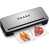 Bonsenkitchen Vakuumierer, vakuumiergerät sous vide mit cutter, vakumierergerät inkl. 5 Beutel...