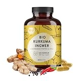 BIONUTRA® Kurkuma Ingwer Komplex Kapseln Bio (240 x 650 mg) mit schwarzem Pfeffer und Chili,...