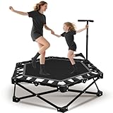 Fitness Trampolin Indoor Klappbar mit Verstellbarem Griff – Stabiler und Leiser Rebounder für...