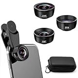 Auricase 3-in-1 Handy Kamera objektiv, Handy objektiv Set, 210° Fischaugenobjektiv, 120°...