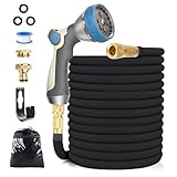 15M/50FT Flexibler Gartenschlauch, Wasserschlauch Dehnbar mit 8 Modi Wassersprühpistole, Adapter...