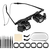 Ainiv Lupenbrille mit Licht, Lupe zur Kopfmontage mit Pinzette, Lupe Brille 2.0X 6.0X 10.0X 24.0X, 2...