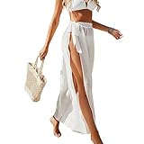 Damen Sarong Pareo für Strandurlaub, Lange Strandkleid Sommer Bikini Cover Up Chiffon Badeanzug...