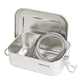 Wenco Premium Lunchbox aus Edelstahl, Mit 2 Fächern, Brotdose mit 800 ml Fassungsvermögen (650 ml...