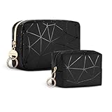 2 Stück Kosmetiktasche Set Schminktasche Klein mit Mini-Kulturbeutel wasserdichte PU Leder Mini...