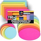 OfficeTree 750x Moderationskarten Set - 6 Farben - Rund, Oval & Rechteckig - Metaplankarten -...