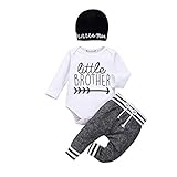 Geagodelia 3tlg Babykleidung Set Baby Jungen Langarm Body + Hose + Mütze Kleinkinder Neugeborene...