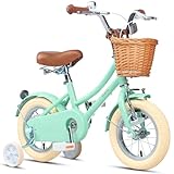 Glerc 12 Zoll Kinder Mädchen Fahrrad für 3 4 5 Jahre alt kleine Mädchen Retro Vintage-Stil...