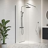 Duschwand Florida 60 x 200cm Glas Duschabtrennung Walk-In Dusche Nano Duschtrennwand, Schwarz