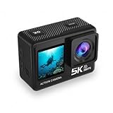 Xalveria Unterwasserkamera 5K Ultra HD mit Bildstabilisator, 170° Weitwinkel & Dual-Screen Touch...