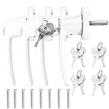 Purpledi 4 Stück Abschließbare Fenstergriffe mit Kindersicherung – Weiß, Einfach zu Montieren,...