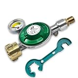 Bluecraft Gasregler 50 mbar mit Manometer für Gas-Grill, Gaskocher | Gas-Füllstandsanzeige...