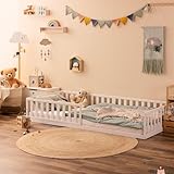 Alcube® Maxi Bodenbett 80x160 mit Rausfallschutz und Rolllattenrost - Montessori Kinderbett 80x160...