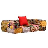 vidaXL Pouf 2-Sitzer Modular Patchwork Stoff Bodenkissen Sitzpouf Lounge Sofa