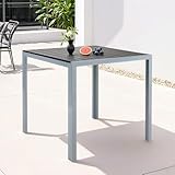 Clevich Gartentisch Wetterfeste, 75x75cm, Outdoor-Esstisch, WPC-Balkontisch, Aluminiumrahmen,...
