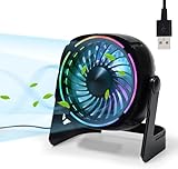 Litake USB Tischventilator RGB, Kleiner Φ15cm Leiser Mini USB Ventilator mit 8 Lichtmodi & 3...