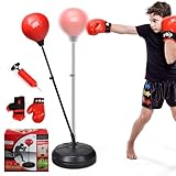 COSTWAY Punchingball 120-154cm höhenverstellbar, Standboxball freistehend, Boxsack Set, Boxset, Box...