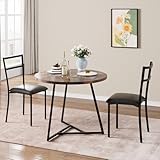 Hapihom Runder Esstisch mit 2 Stühlen Essgruppen, 80 x 80 cm Platzsparend Esszimmergruppe aus...